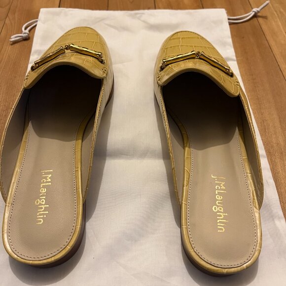 J. McGlaughlin Domina Mule, Light Yellow, Alligator embossed, Size 8, Never Worn - Picture 7 of 10